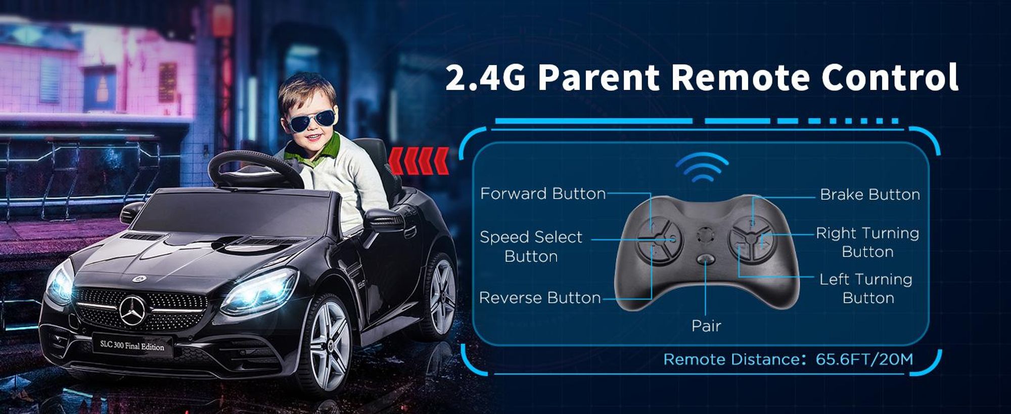 Samochód elektryczny dla dzieci AIYAPLAY 12 V, samochód dziecięcy z pilotem 2.4G, z reflektorami LED, pasami bezpieczeństwa, klaksonem, muzyką
