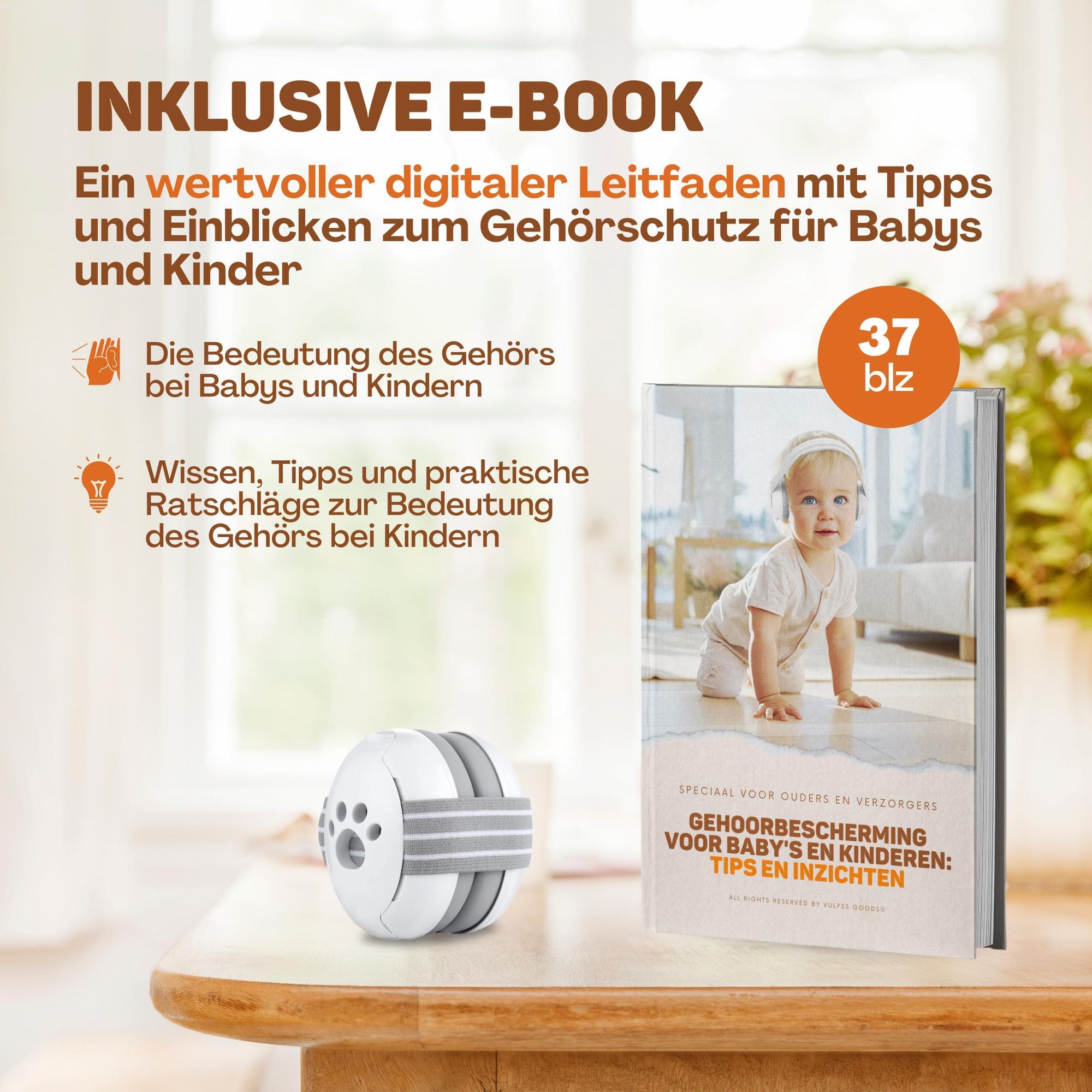 Vulpes Goods Gehörschutz für Kinder, Kapselgehörschutz, Lärmschutz Kopfhörer, Für Babys & Kleinkinder bis 36 Monate, Mit 3 Kopfbanden & Tasche