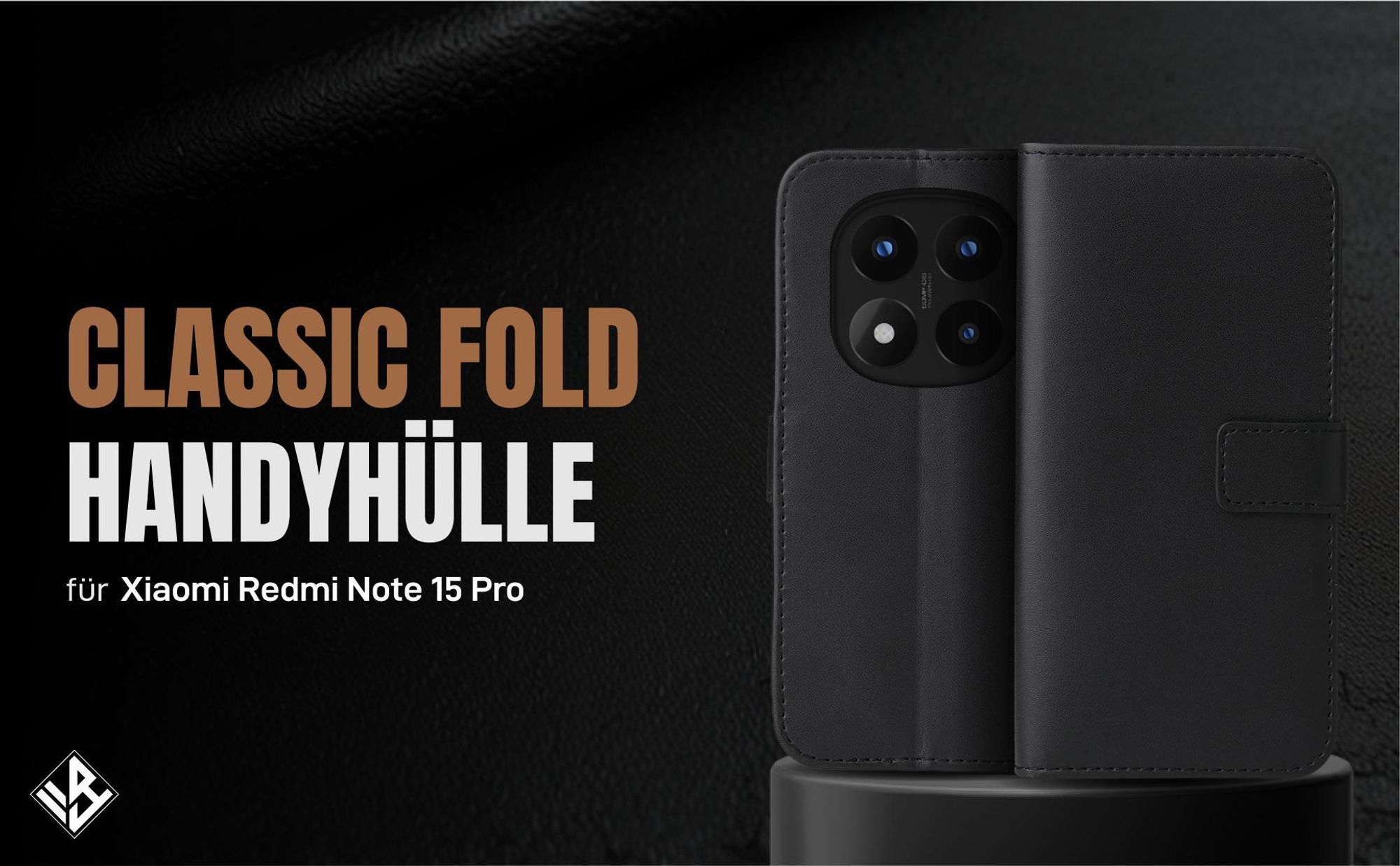 Schwarze Klapphülle für Xiaomi Redmi Note 15 Pro mit Wallet-Funktion