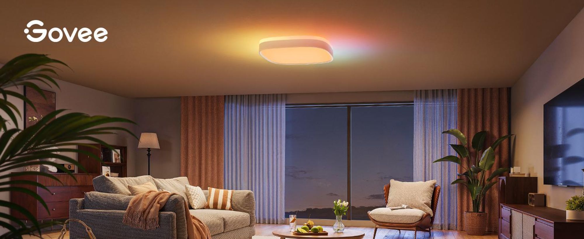 Govee Deckenlampe RGBIC Smart, 2400LM Deckenlampe Schlafzimmer mit 16 Millionen DIY Farben