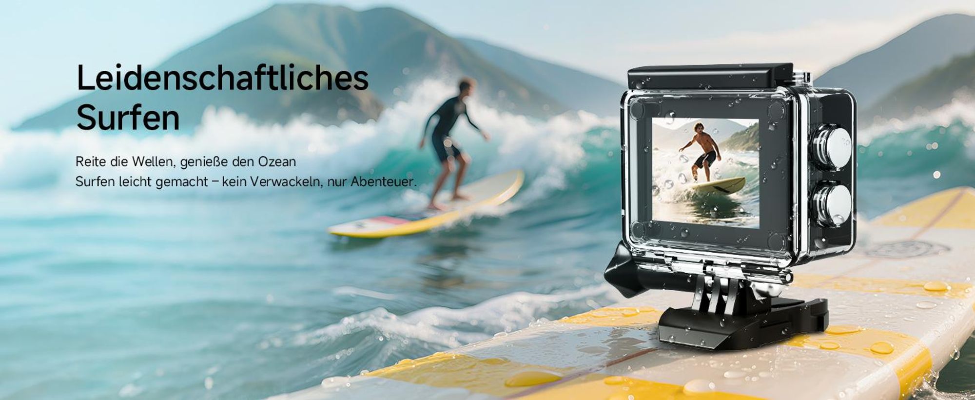 SVbony SVGO2 Action-Kamera 4K/30 fps IPX8 wasserdicht, mit Auftriebsstange, 2,0-Zoll-LCD-Touchscreen, für Tauchen, Radfahren, Surfen, Skifahren