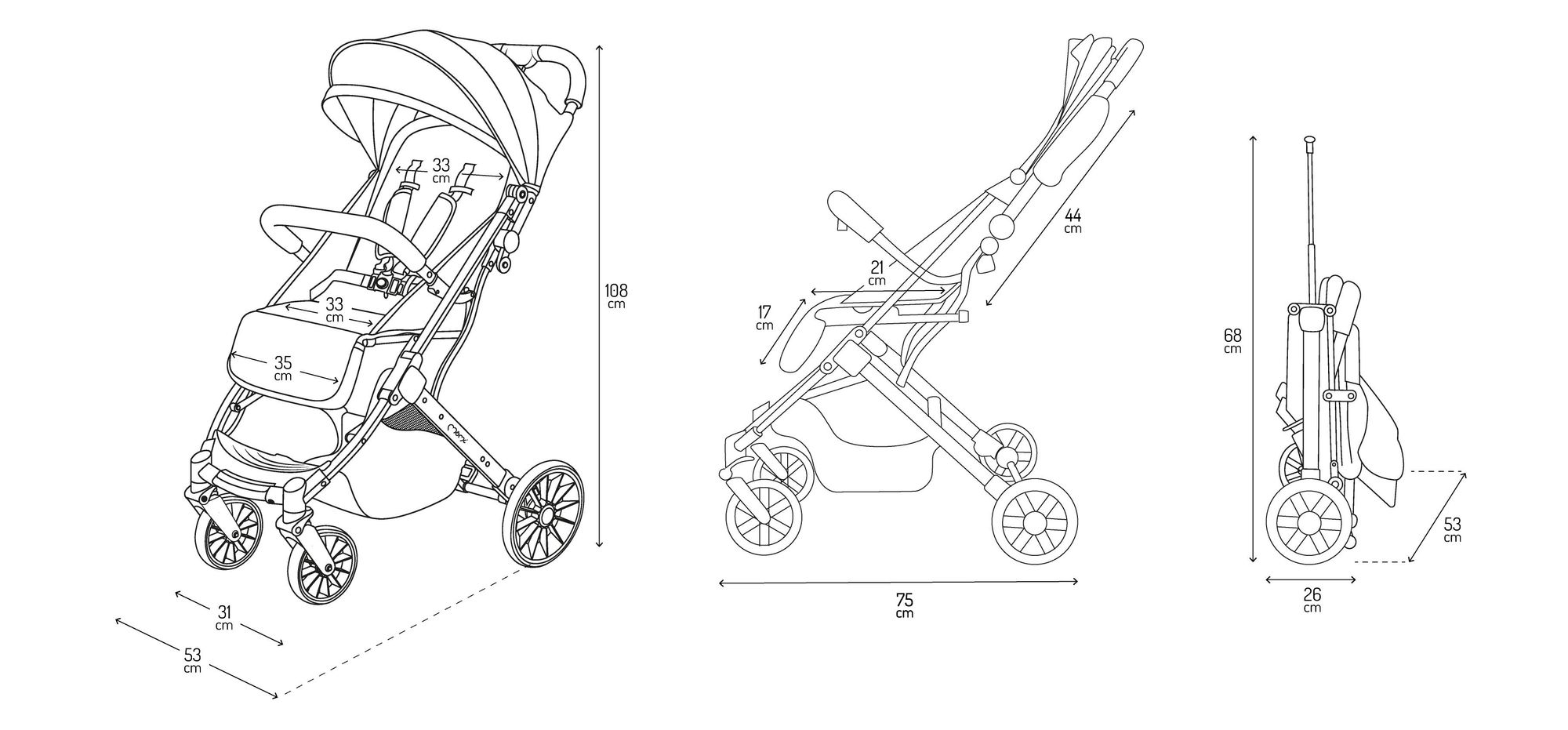 MoMi ESTELLE PLUS LIGHT Kinderwagen Buggy bis zu 22 kg - Leicht, Große Räder Koffer - Rosa