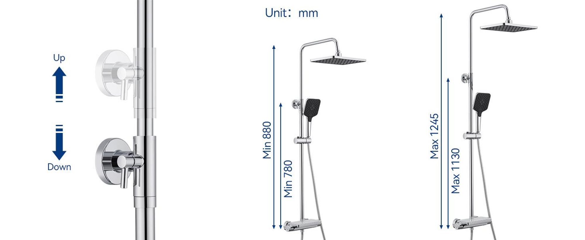 Auralum Duschsystem mit Thermostat und Glasablage, Duscharmatur Komplettset mit 12 Zoll Regendusche Kopfbrause, 3 Strahlarten Duschkopf Wassersparend