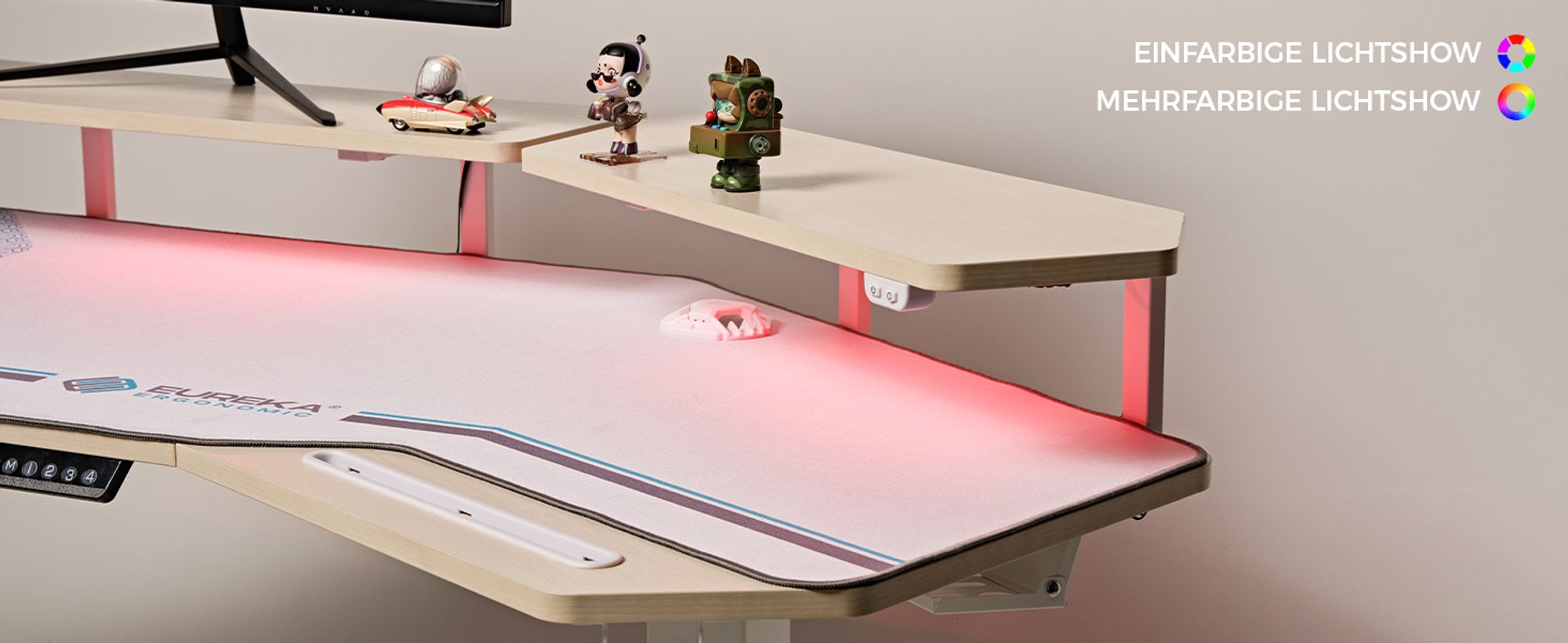 EUREKA ERGONOMIC Elektrisch Computertisch 182×76cm Höhenverstellbarer Schreibtisch Stehpult Gaming Tisch mit Monitorständer und Tastaturablage