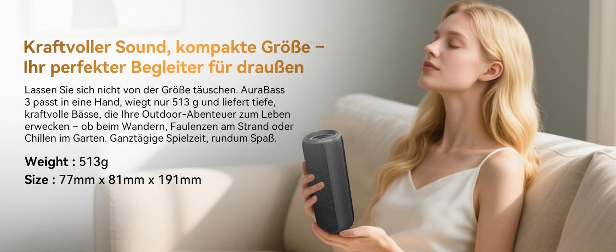 Blackview Aurabass 3 Bluetooth Lautsprecher Bluetooth 5.3 Tragbarer Musikbox Bluetooth Box mit TWS Stereo, Kabelloser für iPhone, galaxy usw, 78 dB
