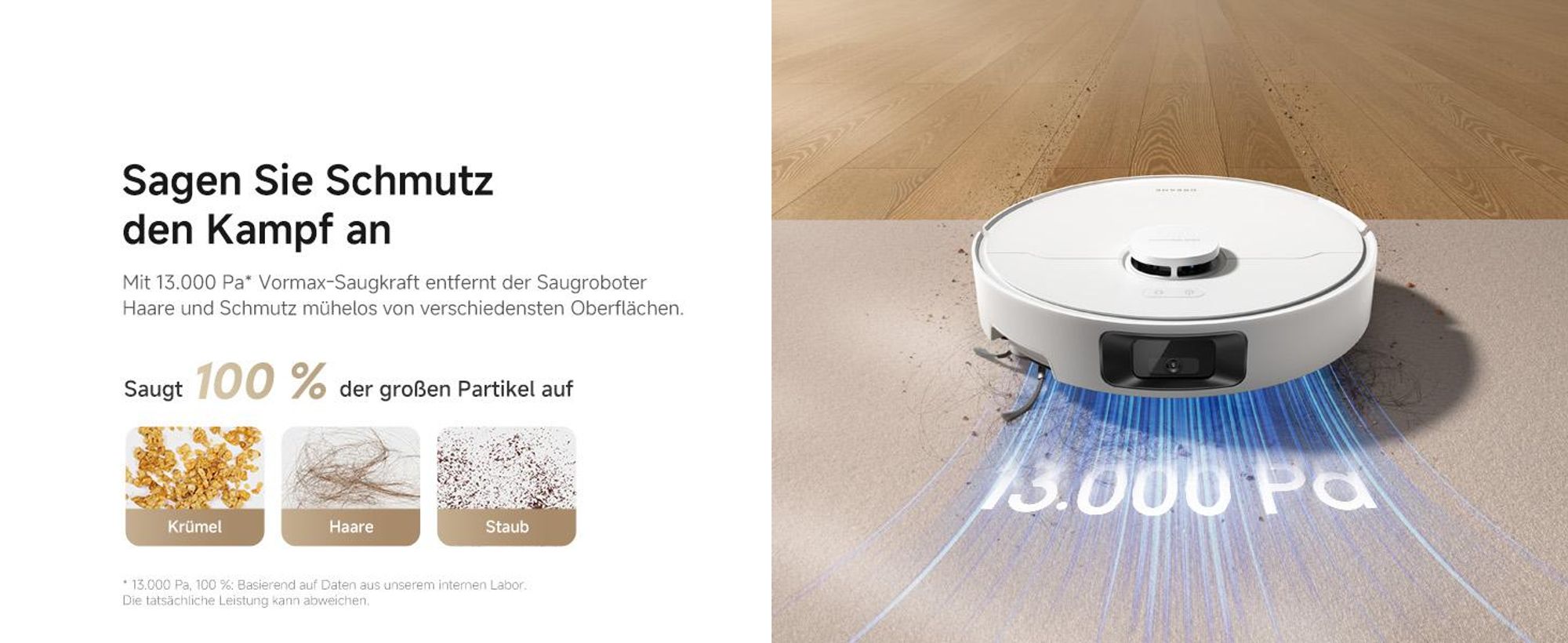 Dreame D20ProPlus Staubsauger Roboter mit Wischfunktion&Hebemopp,13KPa Saugkraft,LDS-Navigation,DuoRoller Bürste,Eckenrein,Selbstentl,All-in-One Dock