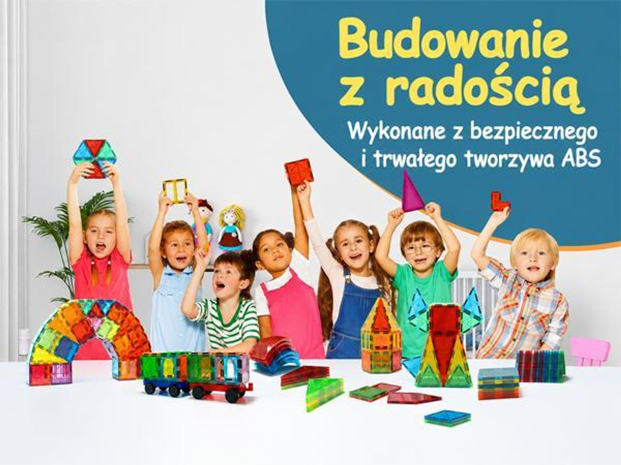 Olvy Magnetyczne klocki konstrukcyjne 120 elementów - magnetyczna zabawka Montessori dla dzieci w wieku 3+, kompatybilna z Magna Tiles i Magnetic Tiles, magnetyczne klocki konstrukcyjne