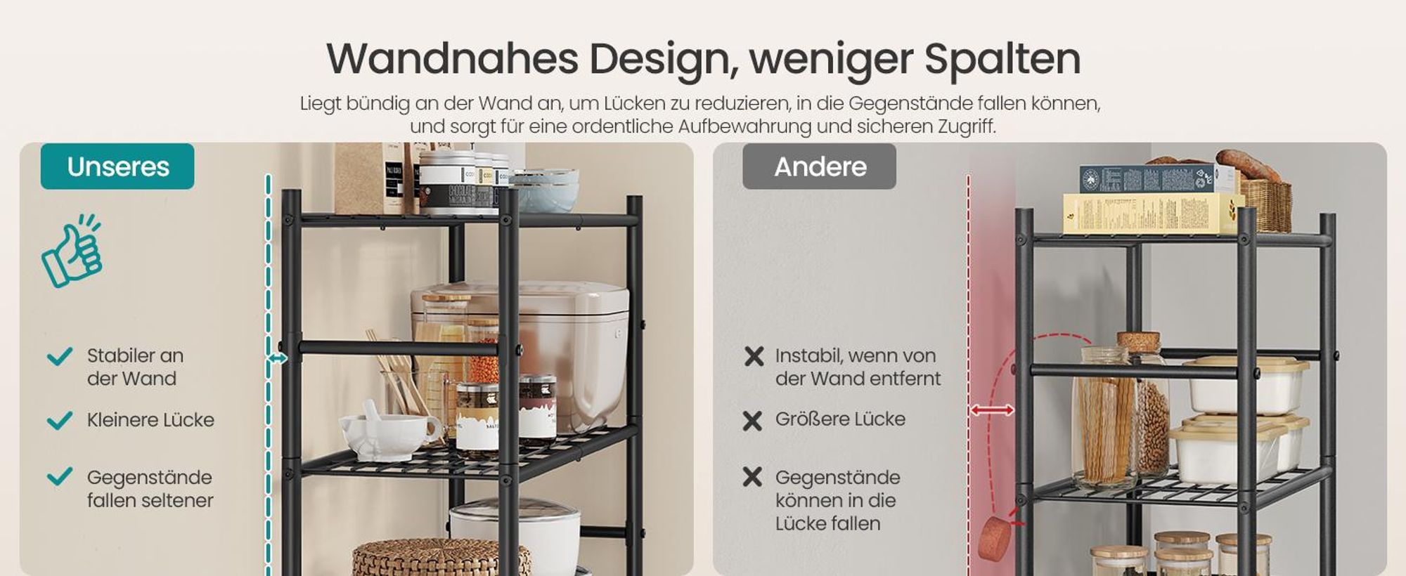 SONGMICS Standregal aus Stahl, Stabiles Metallregal mit 3 Ebenen, 60 x 30 x 77,5 cm, Schwarz