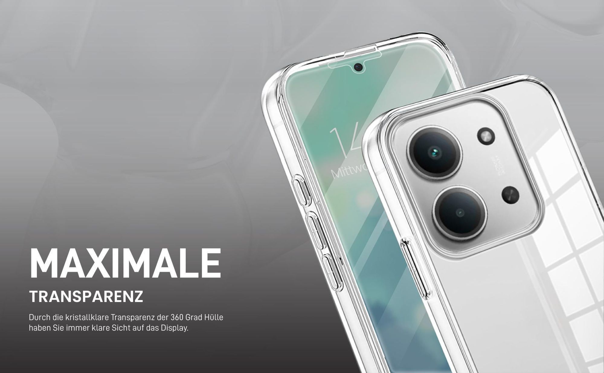 Transparentes 360 Grad Cover Front Back für Xiaomi Redmi 15C