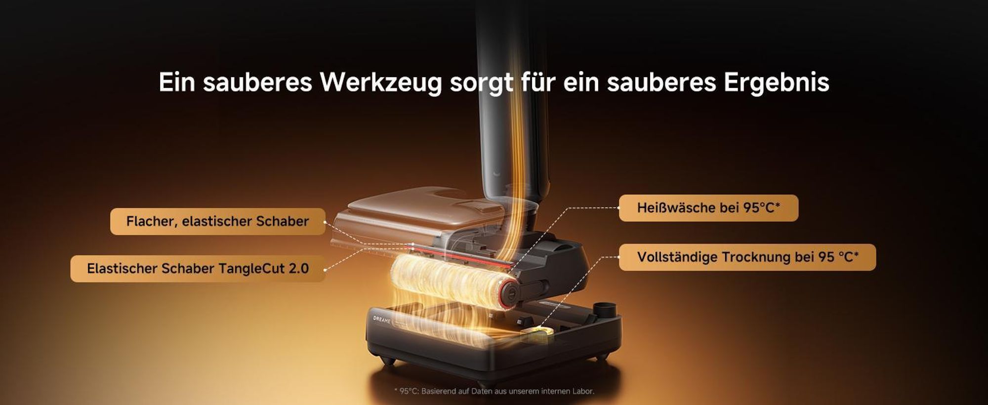 Dreame T16 Pro Heat Nass- und Trockensauger,Ultradünn 9,85 cm,90°C heißem Wasser,Ölbeseitigung,DREI Kanten,kein Verheddern,30kPa,95°C Selbstreinigung