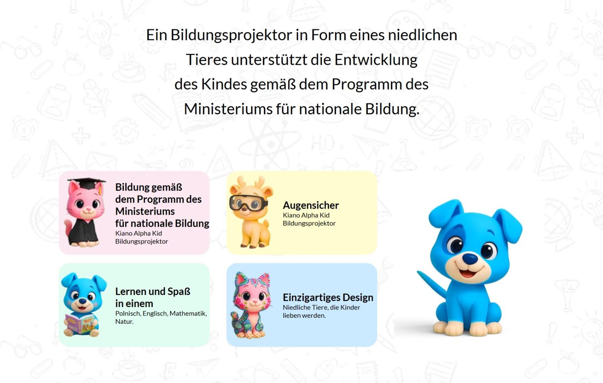 Kiano Kinder Lernprojektor Rentier HD 720p – Android 13, WiFi Bluetooth, 50–150 Zoll, AirPlay Miracast, leise, pädagogisch, Augenschonend Lernen