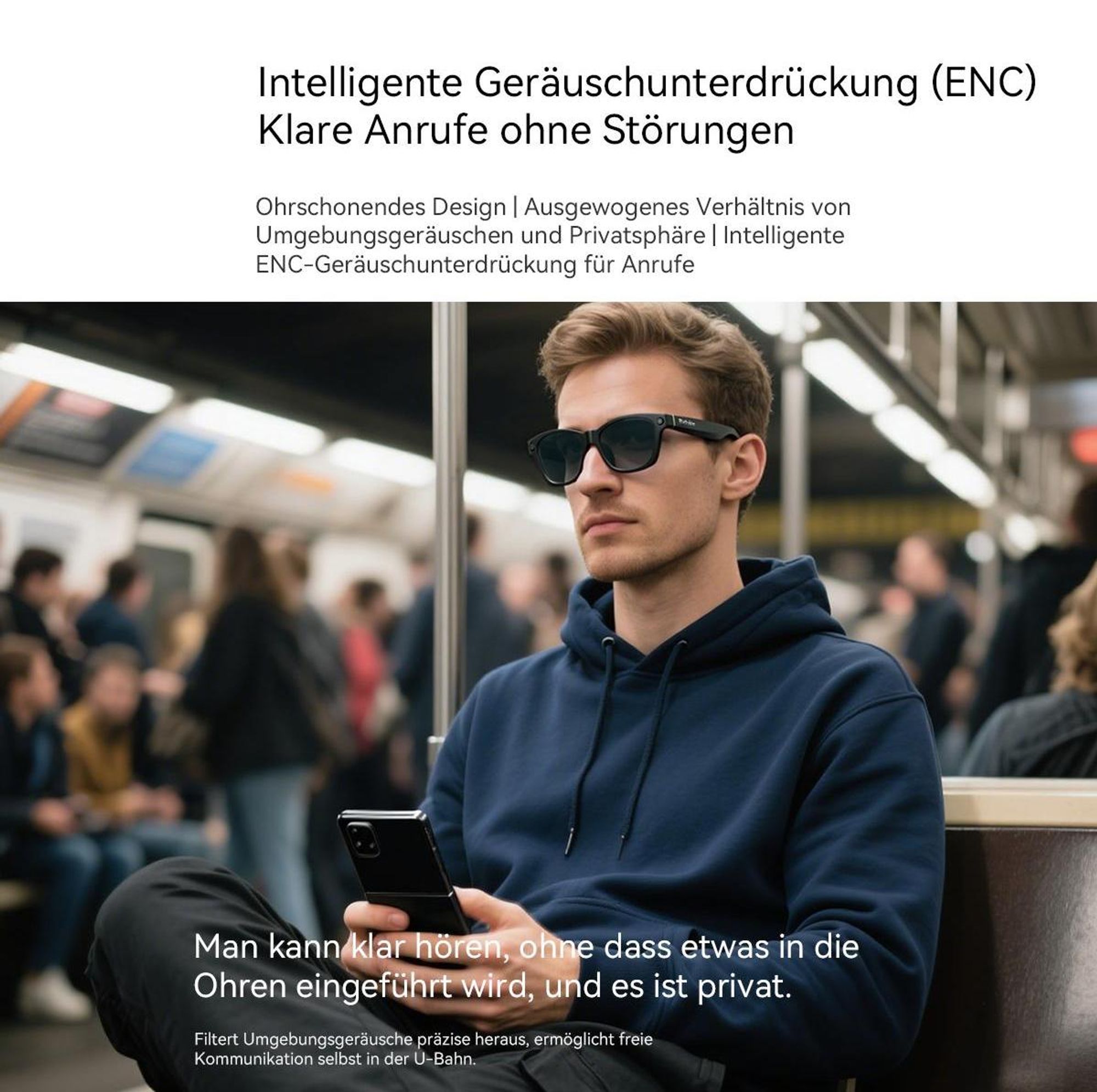 Blackview BV100 Smarte Brille mit KI-Assistent, 8MP Kamera & Offenem Audio - Bluetooth 5.4, 51h Musik, Freisprechen, IP54