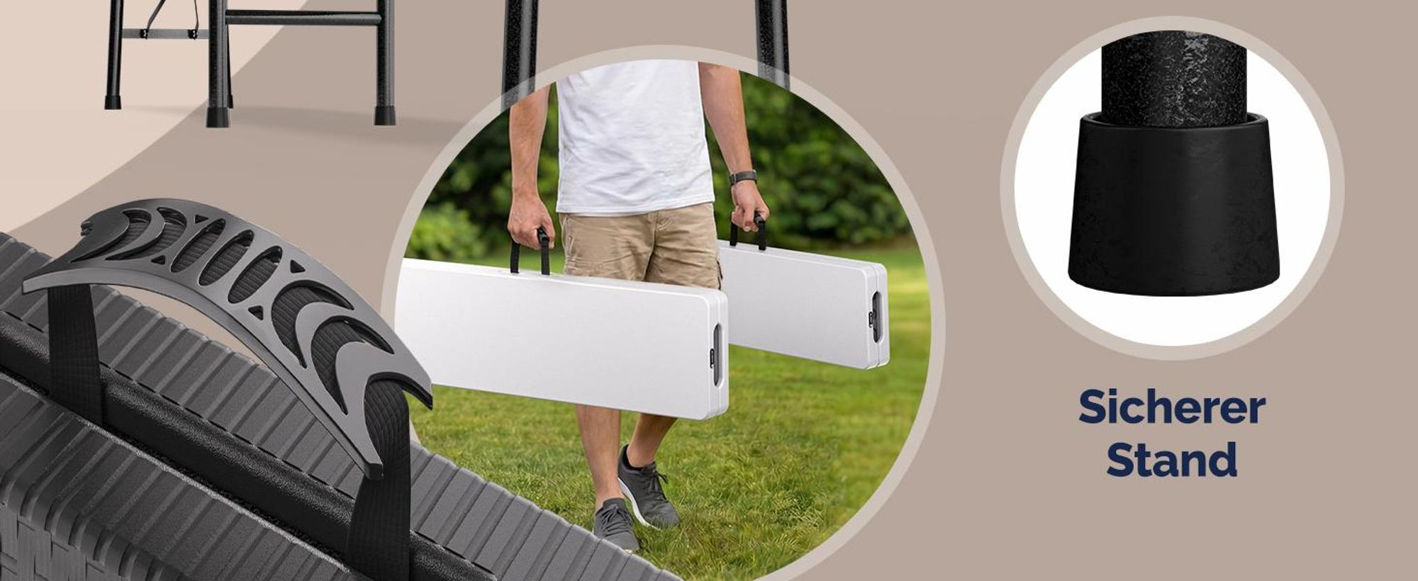 CASARIA Bierbank 2er Set klappbar 180 cm, Kunststoff, 8 Personen, Weiß