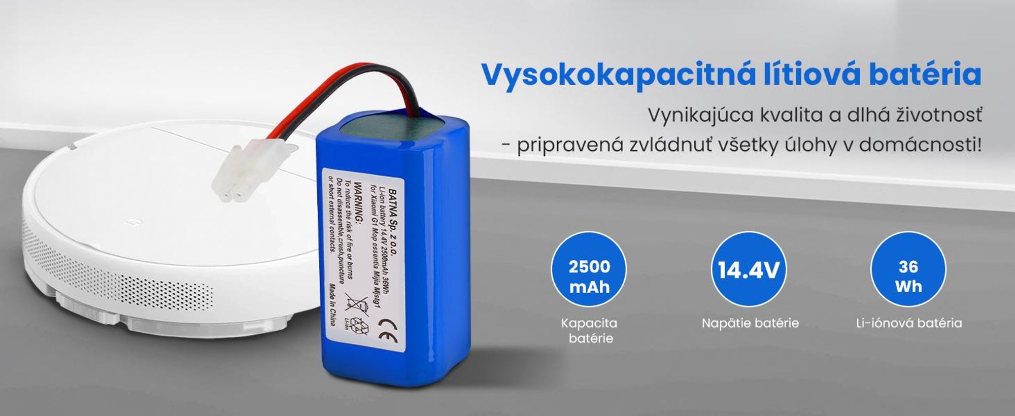 Extralink batéria pre Xiaomi Mi Robot Vacuum Mop Essential 14,4 V 2500 mAh 36 Wh náhradný akumulátor