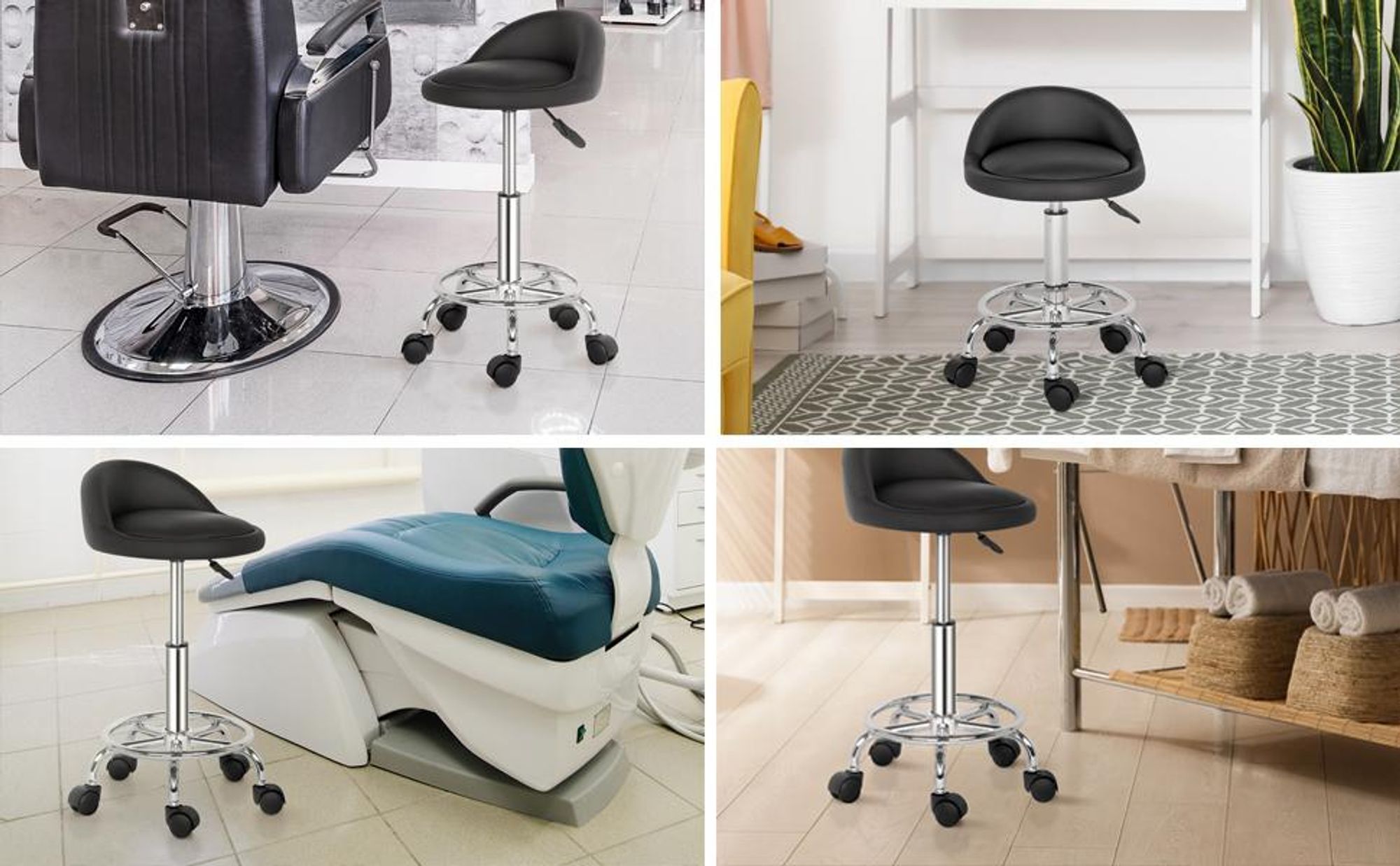 FCH Rollhocker Drehhocker Arbeitshocker Praxishocker Drehstuhl Bürohocker mit Rollen Rollhocker mit Lehne Arbeitshocker höhenverstellbar