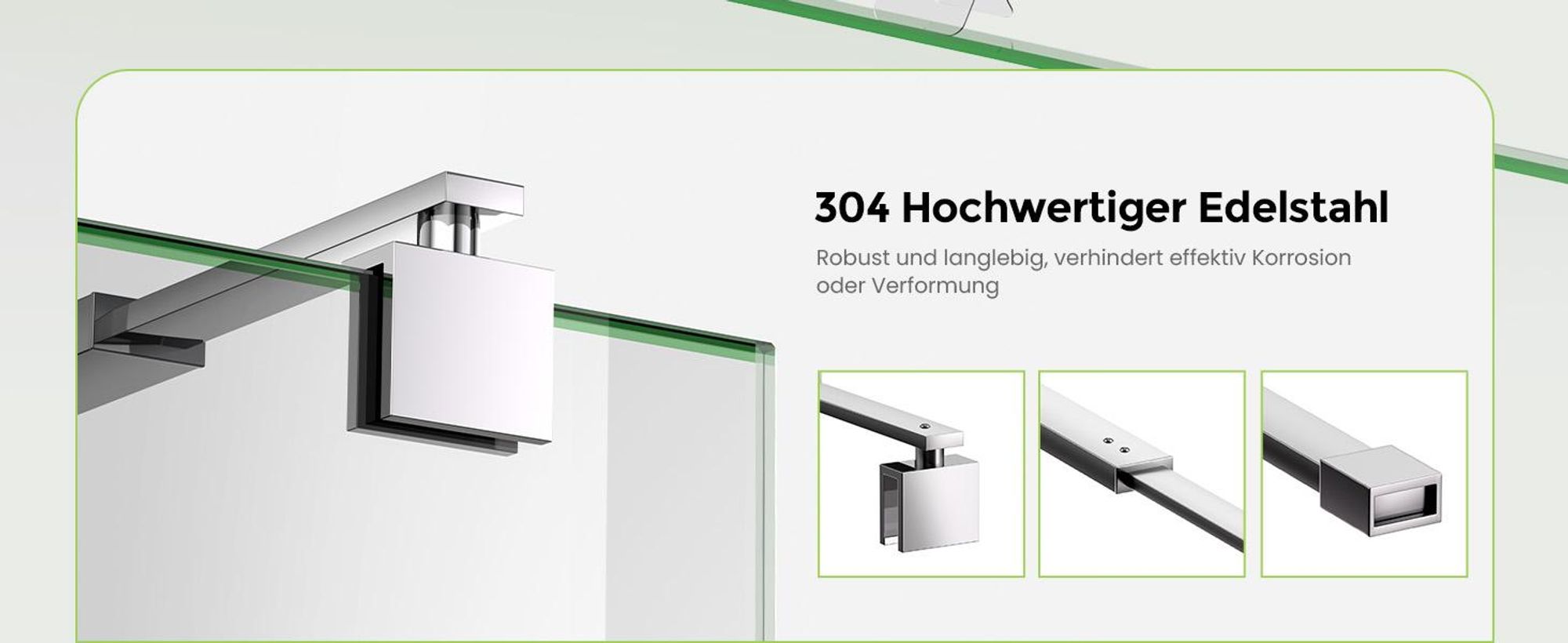 S'AFIELINA Haltestange für Duschwand 700–1200 mm, Edelstahl, Wand-zu-Glas Stabilisator für 8/10 mm Glas, Duschtür oder feste Seitenwand, 1 Stück