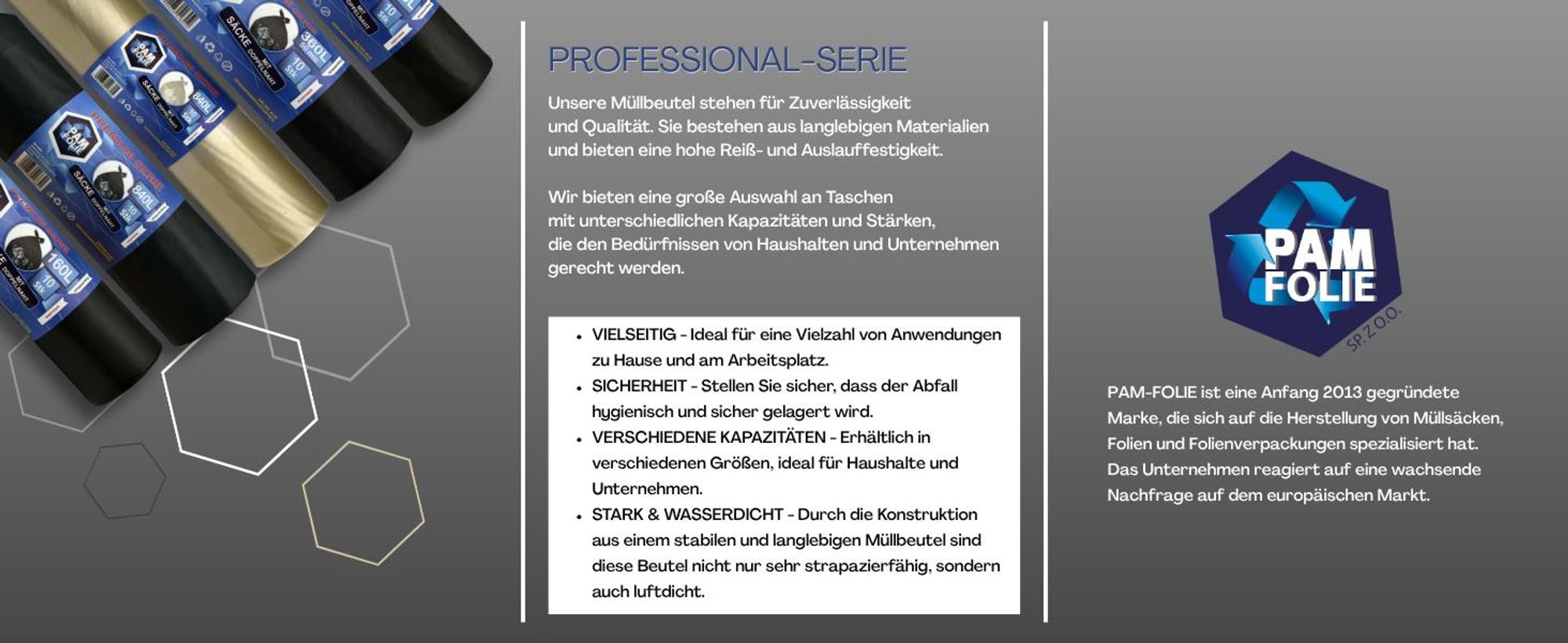 PAM-FOLIE Müllsäcke 840L - 10 Stück - XXL Große Bauschutt-Abfallsäcke, Premium - 130x170cm - 40µm - schwarzer Müllbeutel - Bauschuttsäcke