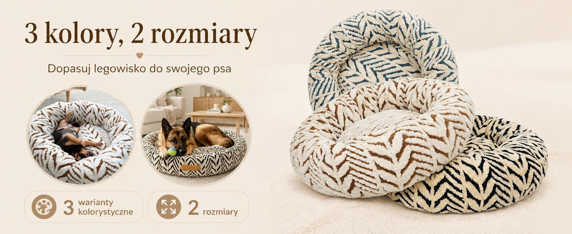 Dogeste RUMI legowisko dla psa XXL 100 cm okrągłe dla dużych psów, pranie w pralce, antypoślizgowe