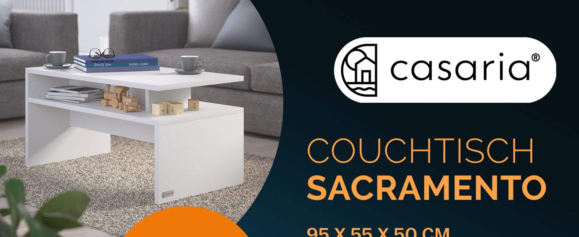 CASARIA® Couchtisch Holz Weiß mit Stauraum 95x55x50cm Wohnzimmertisch Modern Kratzfest 50kg Belastbar Beistelltisch Couch Sofa Tisch Wohnzimmer Möbel