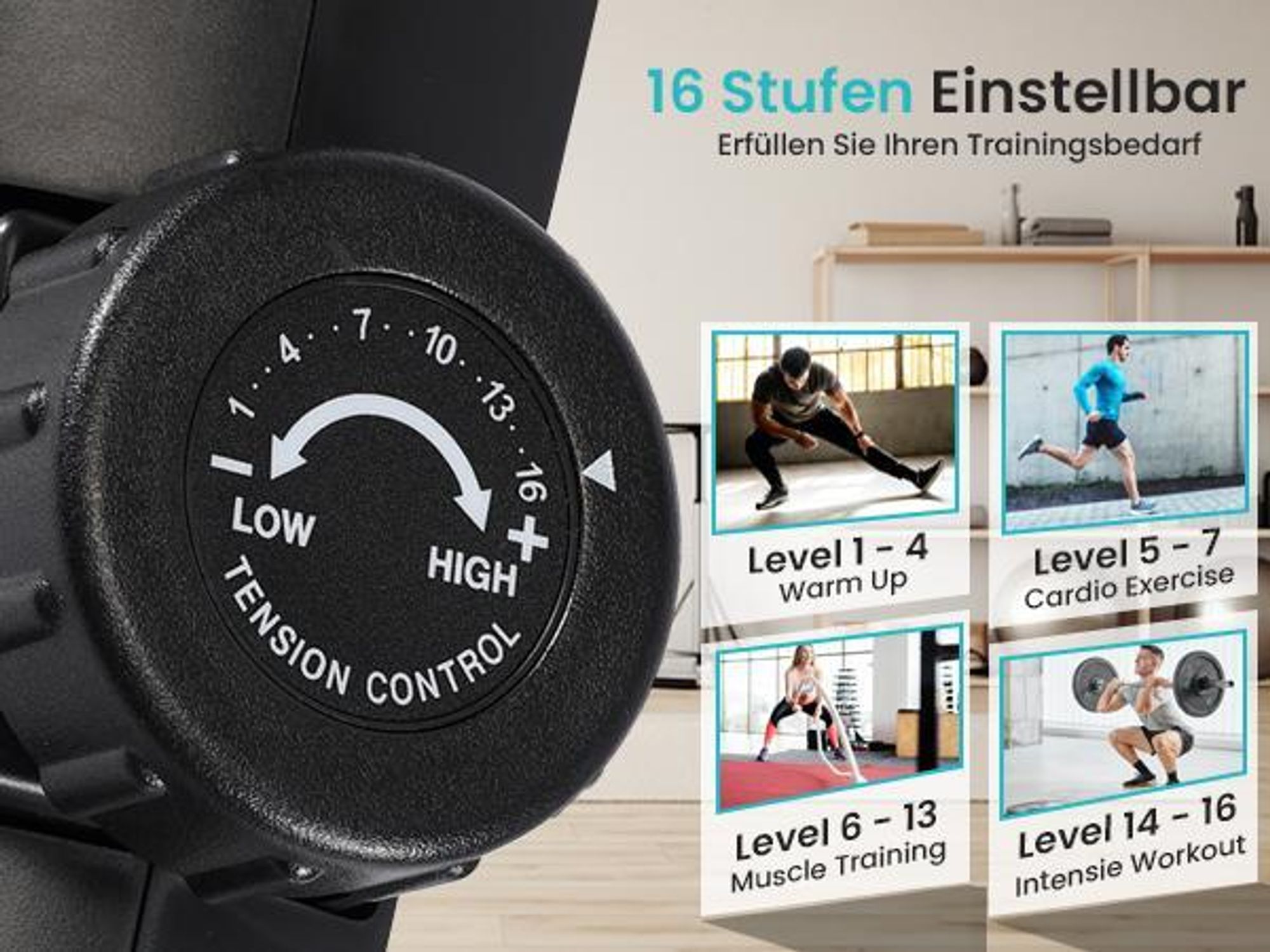 Wenoker Liege-Heimtrainer – 16 Magnet-Widerstandsstufen, Pulsmessung, LCD, verstellbare Rückenlehne, leiser Betrieb der ideale Heimtrainer für Zuhause
