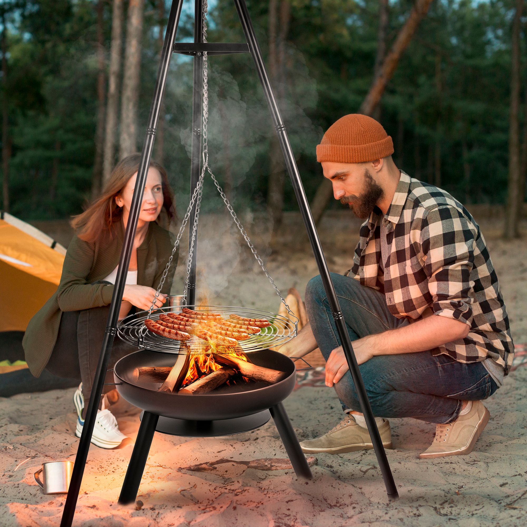 Palenisko ogrodowe grill ogrodowy LEHMANN MONTANA trójnóg ze stelażem ruszt 60 cm