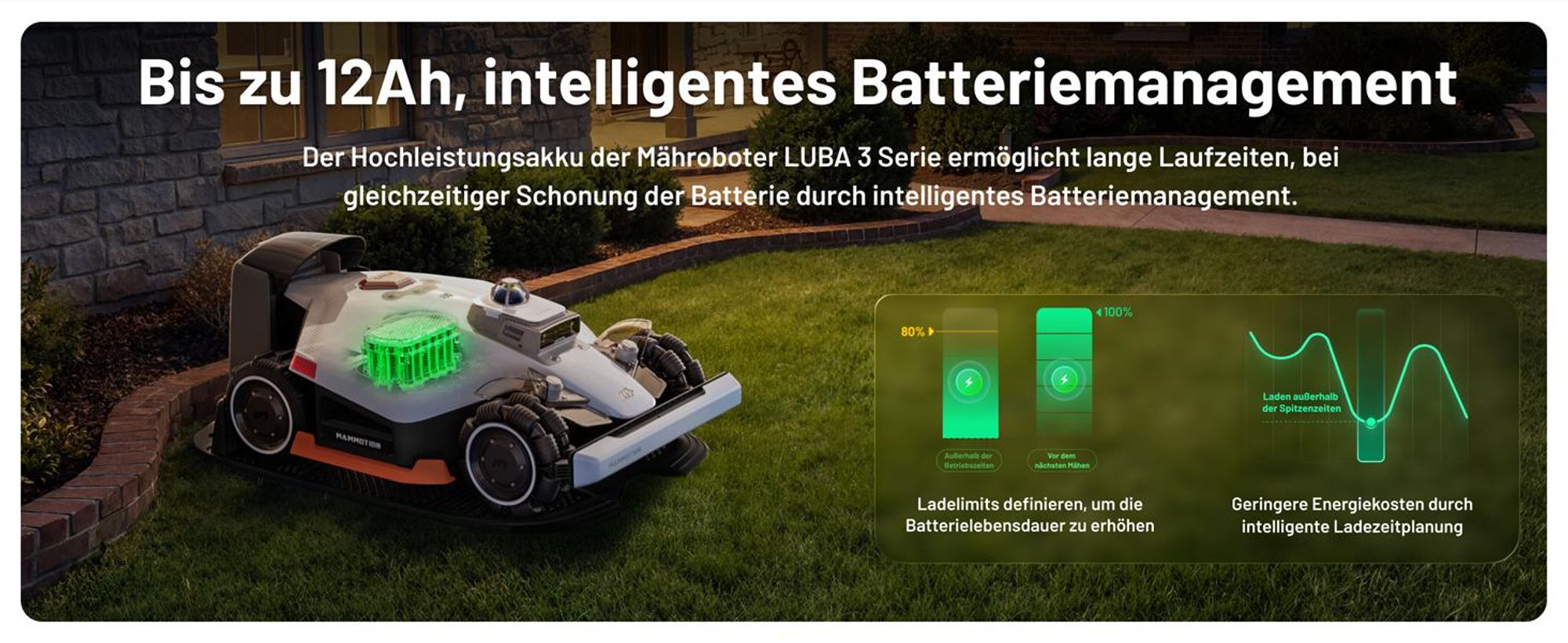 Mähroboter Mammotion LUBA 3 AWD 3000 mit Garage, Waschständer, bis 3000 m², Allradantrieb, 80% Steigung, Auto-Kartierung, 4G-Modul, APP