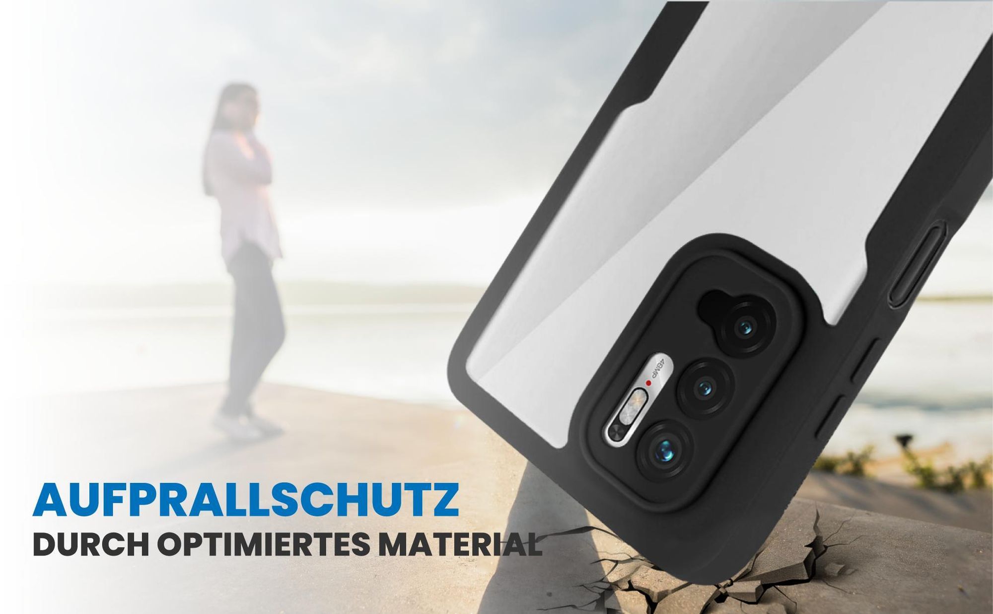 Schwarzes Front Back Cover für Xiaomi Redmi Note 10 5G mit Aufprallschutz
