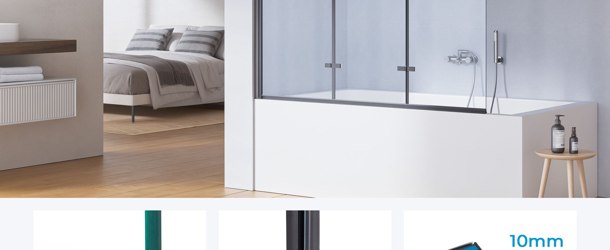 Heilmetz Duschabtrennung 120x140cm Dreifalten Faltwand für Badewanne Mattschwarz Rahmen Duschwand Badewannenaufsatz Duschabtrennungen mit 6mm NanoGlas