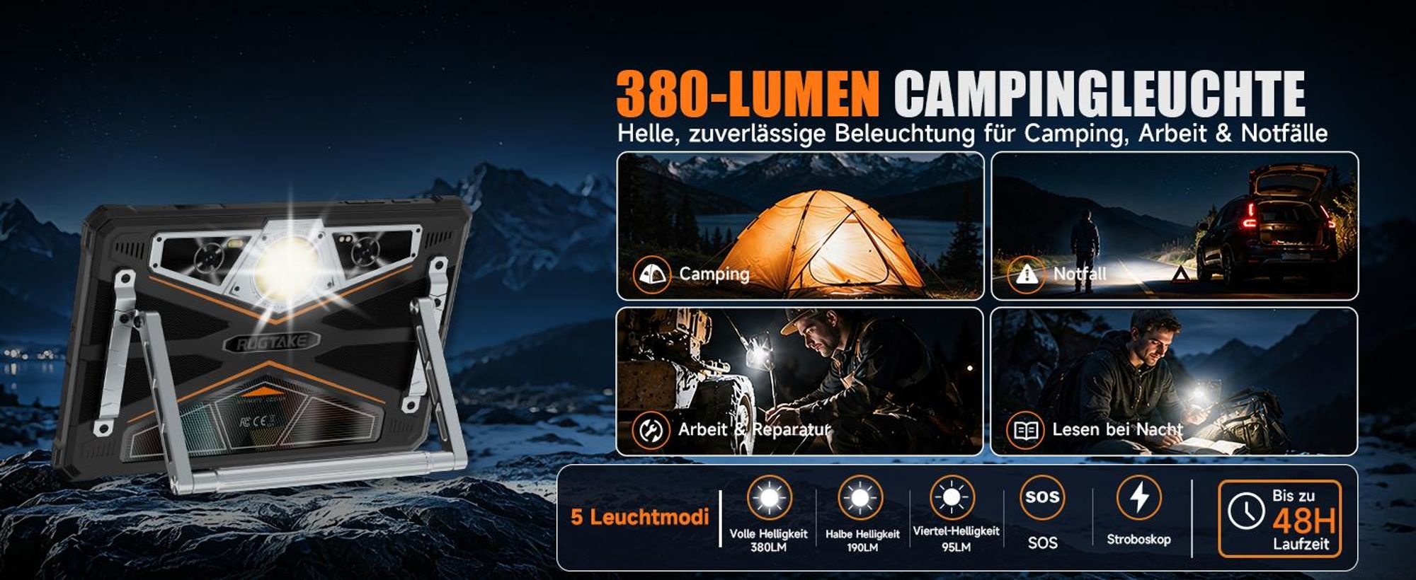 RUGTAKE T5 Pro Outdoor Tablet 5G Android 16 - 32GB+256GB - 20080mAh 11" 120Hz 2K 64MP+20MP Nachtsicht Rugged Tablet Gemini AI/Widevine L1, Orange