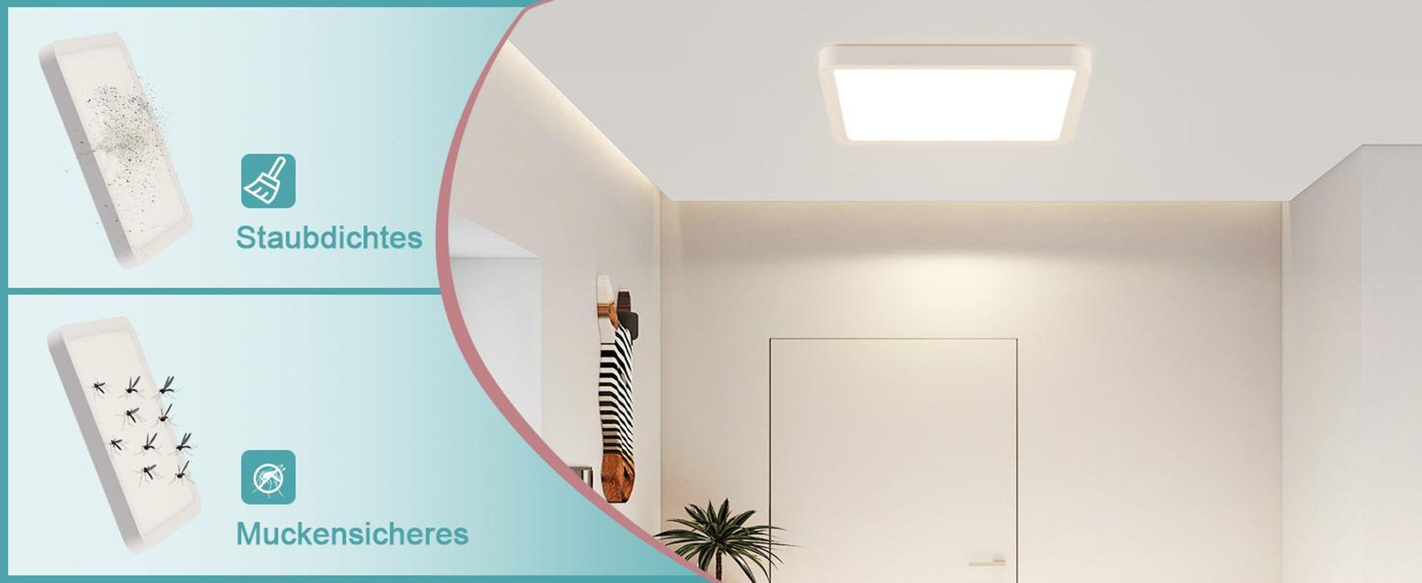 ZMH LED Plafonnier Blanc Plat Plafonnier 18W 23CM Angulaire Chambre Plafonnier IP20 4000K pour Cuisine Couloir