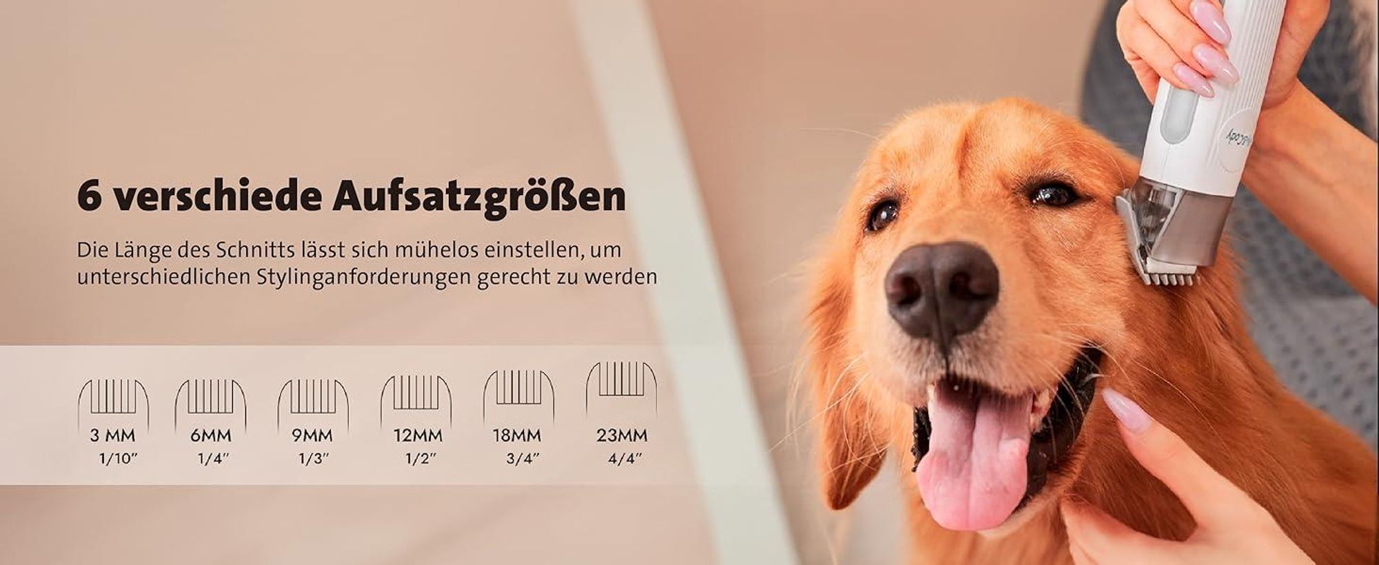 Molly&Cody SAMSON 7-in-1 Fell-Schermaschinen-Set mit Tierhaar-Absaugung für Hund & Katze (6 Aufsätze, kontaktlose Entleerung)