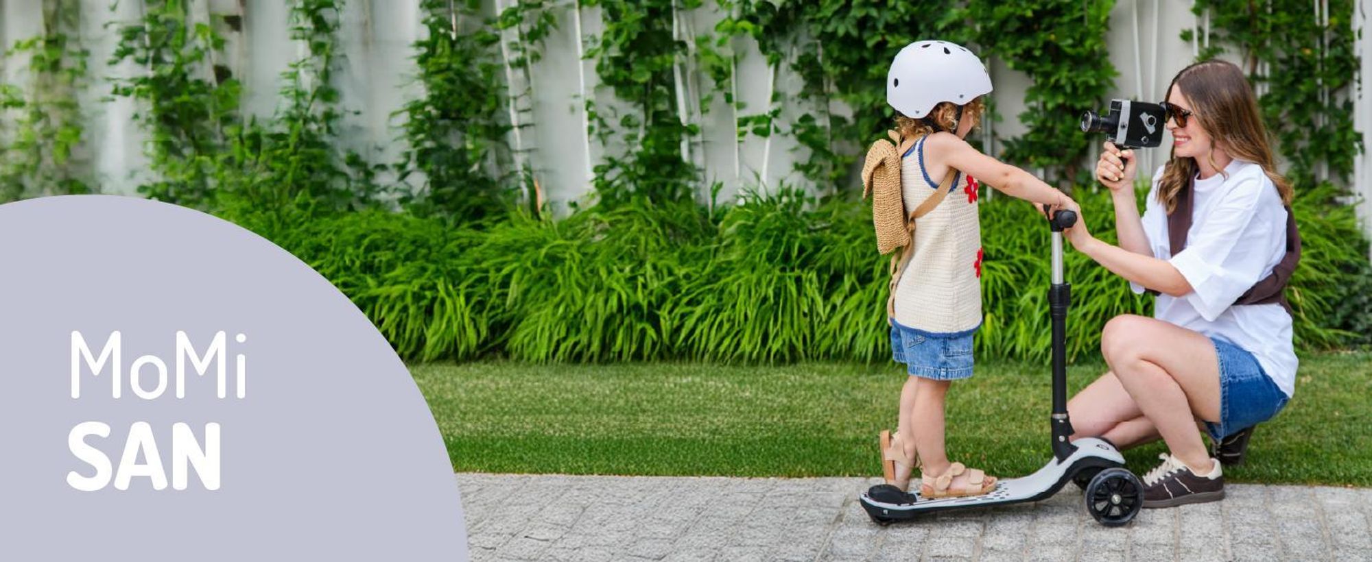 MoMi SAN 2-in-1 3-Rad-Kinderroller – höhenverstellbarer Lenker 60/66/72 cm, klappbar, LED-Räder, ABEC-7, Trittbremse, 2,7 kg