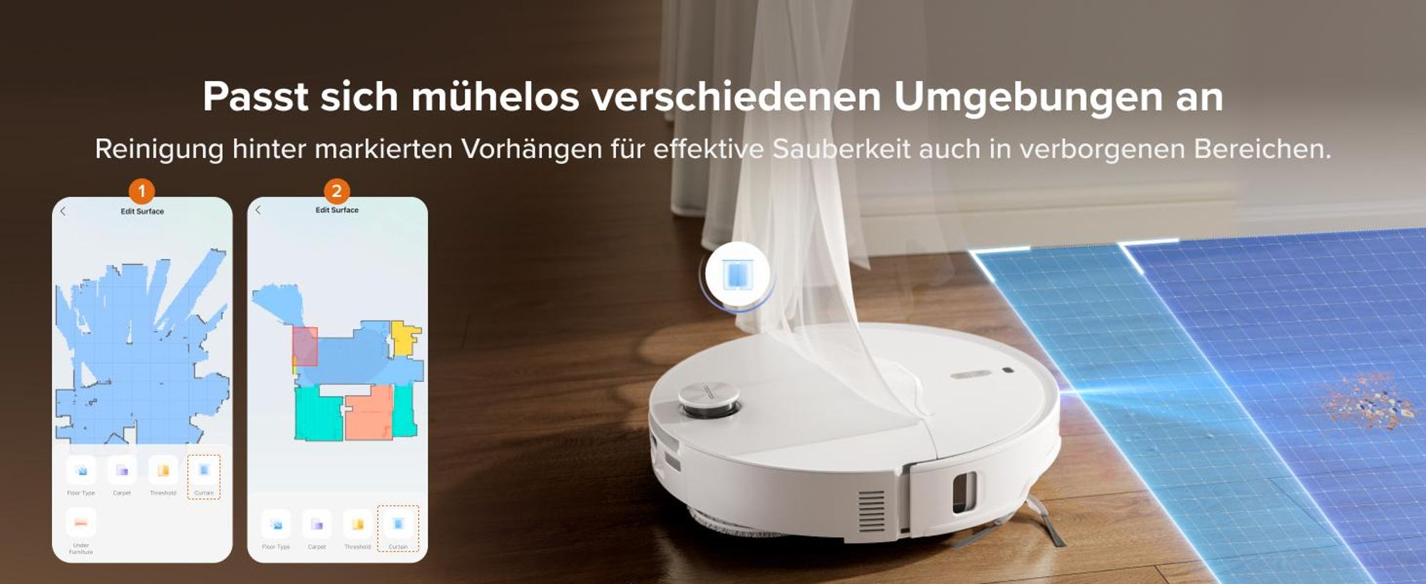 Roborock Qrevo Edge 2 Staubsauger Roboter, 25.000 Pa Saugroboter mit Wischfunktion, Wischmopp-Hebefunktion, 80 °C Moppwäsche mit heißem Wasser, Weiß