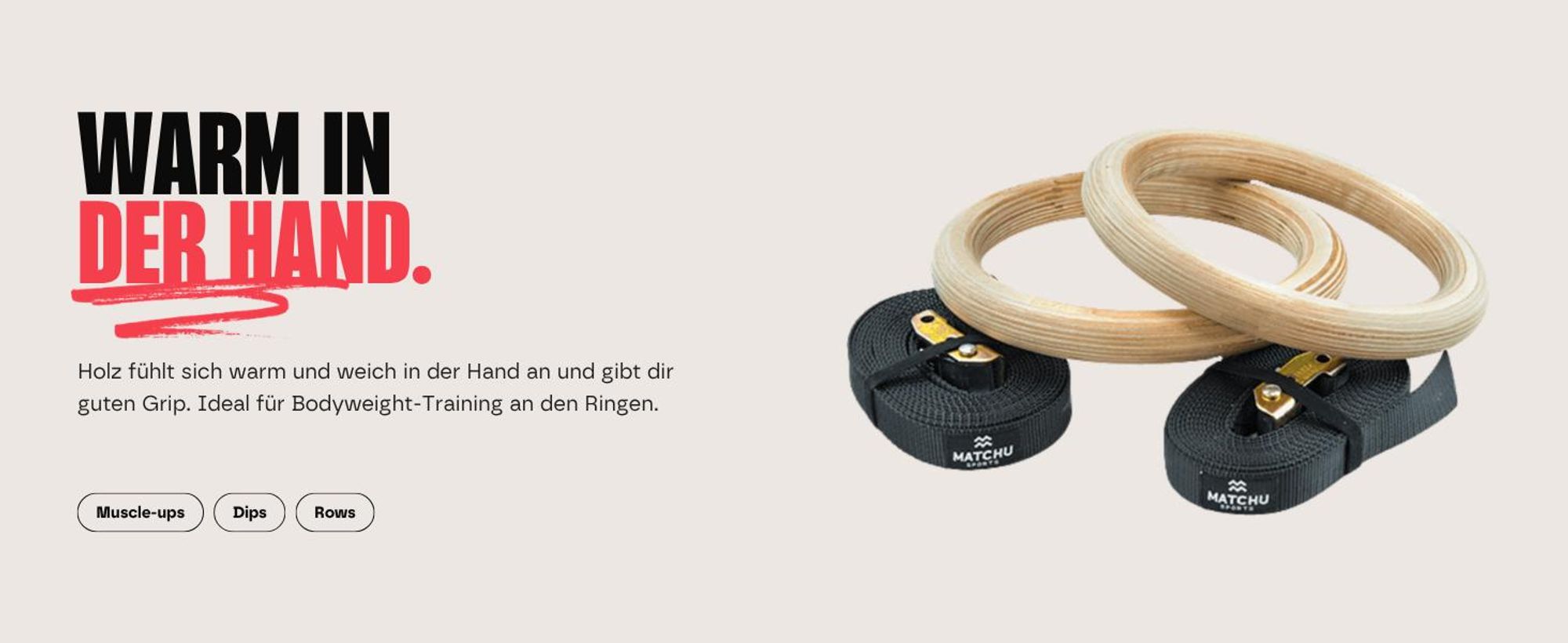 Matchu Sports Turnringe aus Holz – 2er-Set mit verstellbaren Gurten – Ø 23 cm – bis 200 kg belastbar