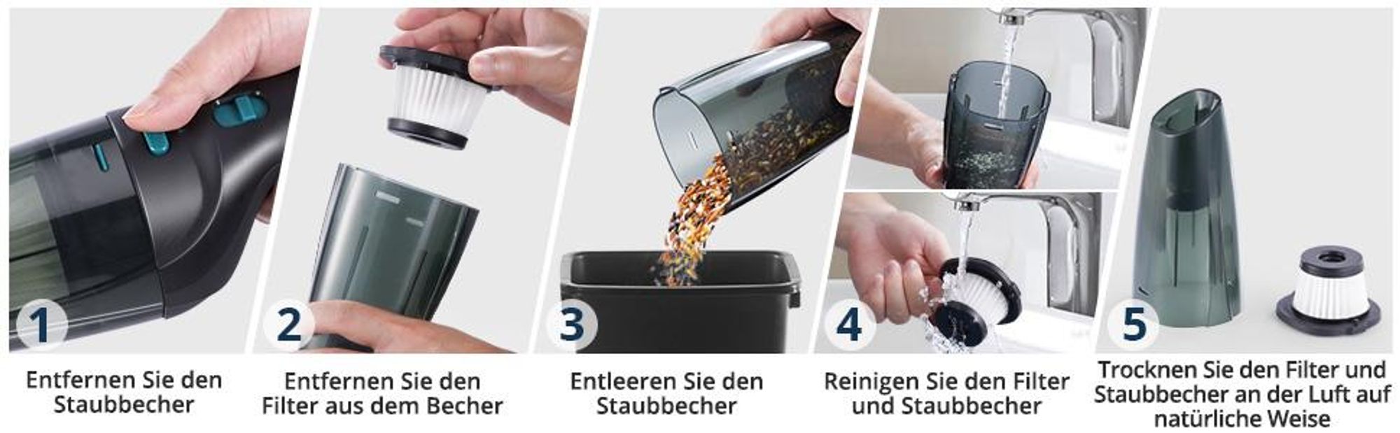 Starker kabelloser Handstaubsauger, 9500Pa Saugkraft, mit Ladestation, waschbarer HEPA-Filter, für Auto, Haus, Tierhaare