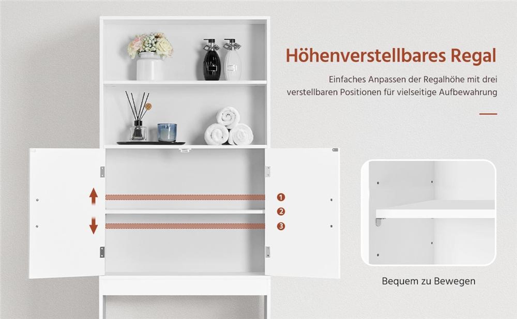 Yaheetech Waschmaschinenschrank Toilettenschrank 195 cm H, Überbau Badezimmerschrank über WC und Waschmaschine, Weiß