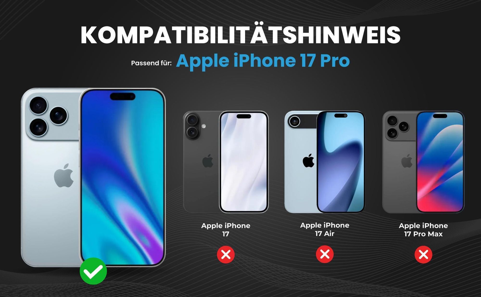 Kompatibilitätshinweise Hülle für Apple iPhone 17 Pro
