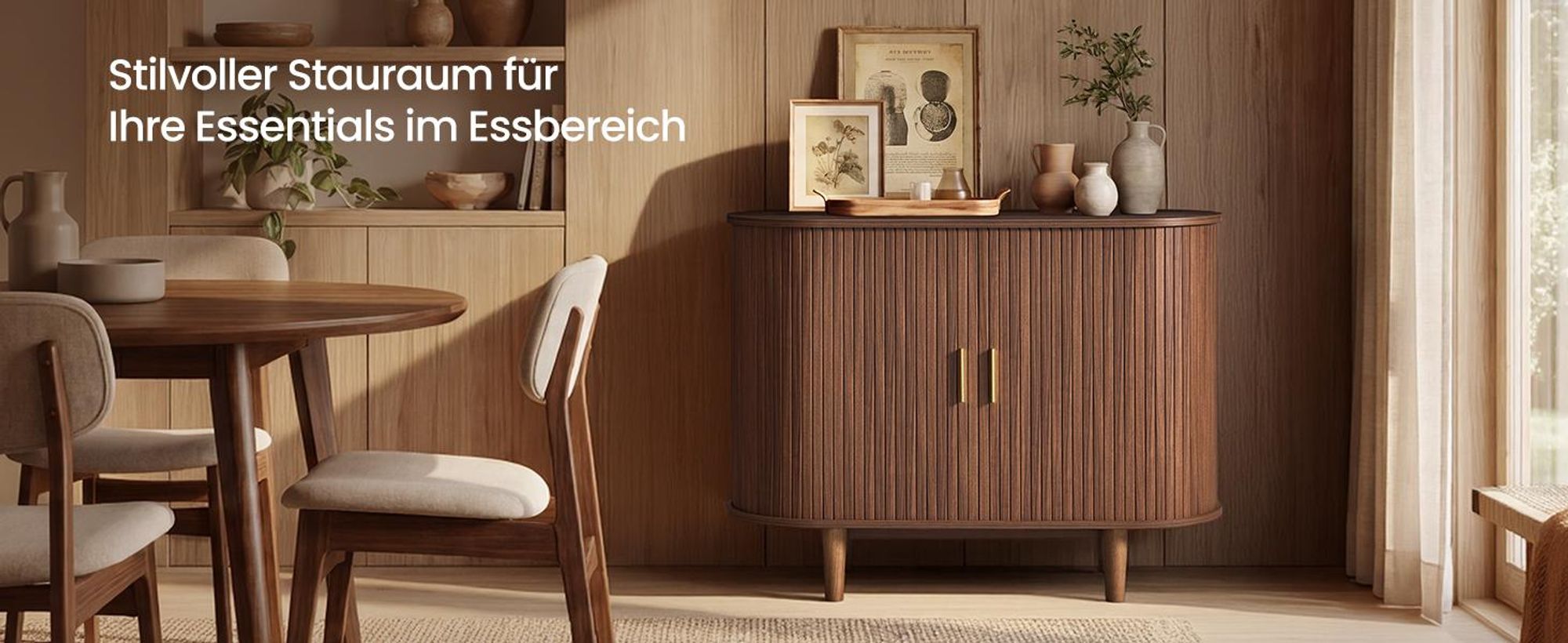 VASAGLE Sideboard mit Schiebetüren und Abgerundeten Ecken, Verstellbare Einlegeböden, 100 x 40 x 75 cm, Braun
