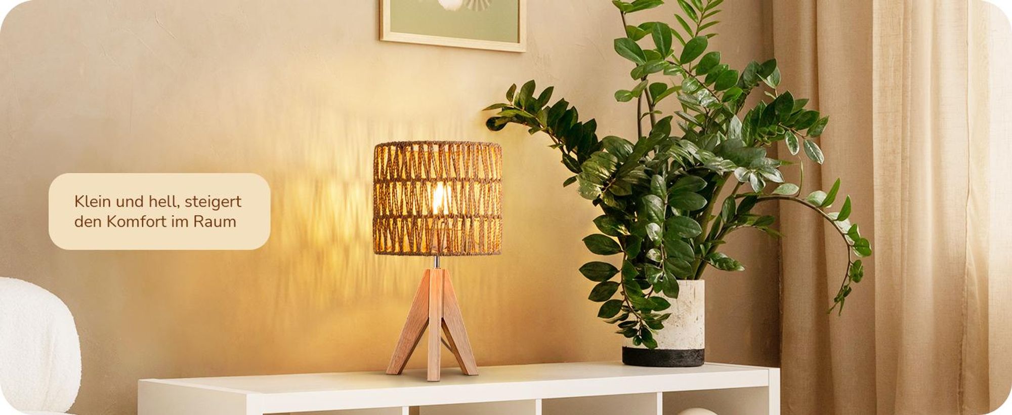 EDISHINE LED Nachttischlampe, Tischlampe mit Glühbirne, Boho Tischleucht warmweiß