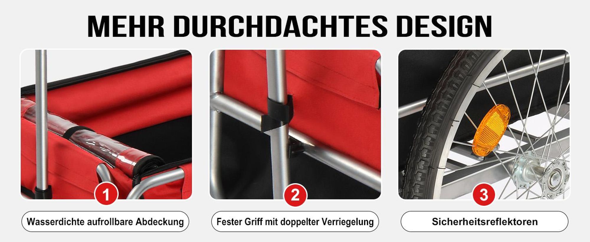 FCH Fahrradanhänger Fahrrad Lastenanhänger 93 x 75 x 58cm mit Transportkiste,Transportanhänger Handwagen Anhänger für Fahrrad
