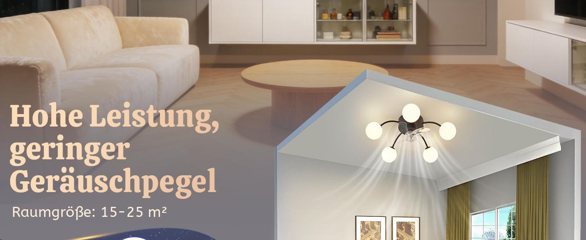 ZMH Deckenventilator Beleuchtung G9 Leise Deckenleuchte Ventilator Fernbedienung 6 Geschwindigkeiten Timer Lampe für Küche Esszimmer Schwarz