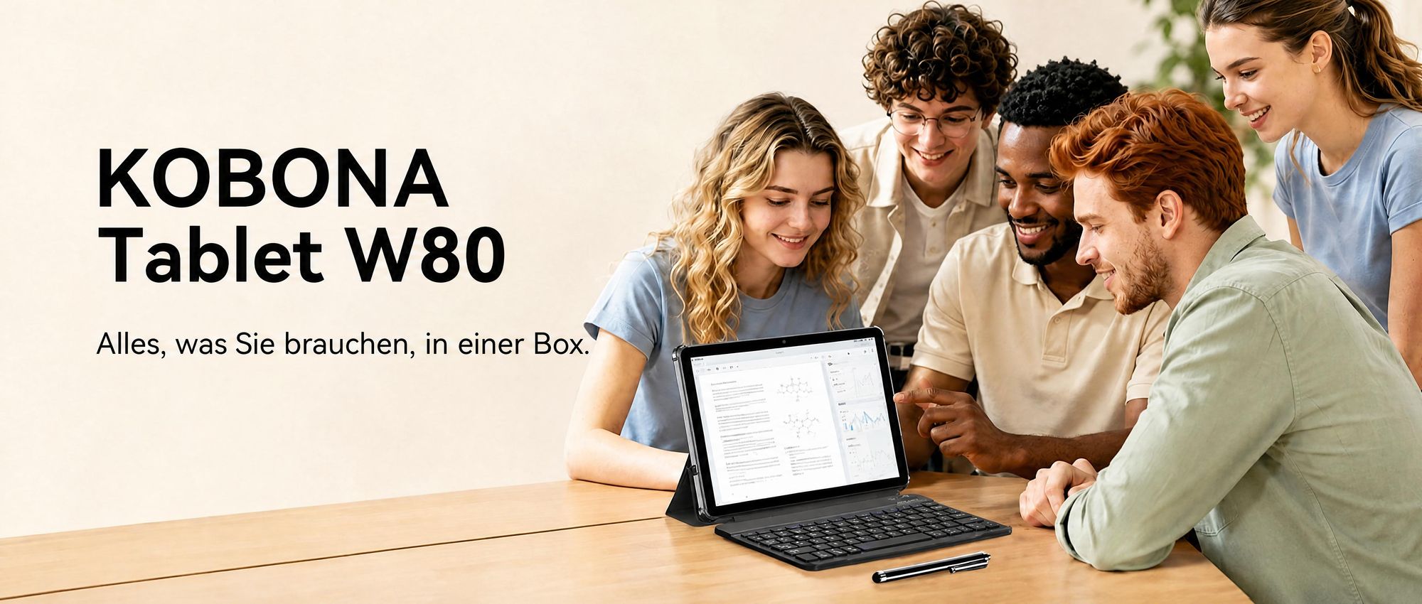 2026 W80 10" 120Hz Tablet, 32+128GB/2TB, Android16, Gemini AI4.0, Widevine L1, 5GWiFi, 6000mAh, OTG, mit Tastatur Maus Stift Schutzhülle Set