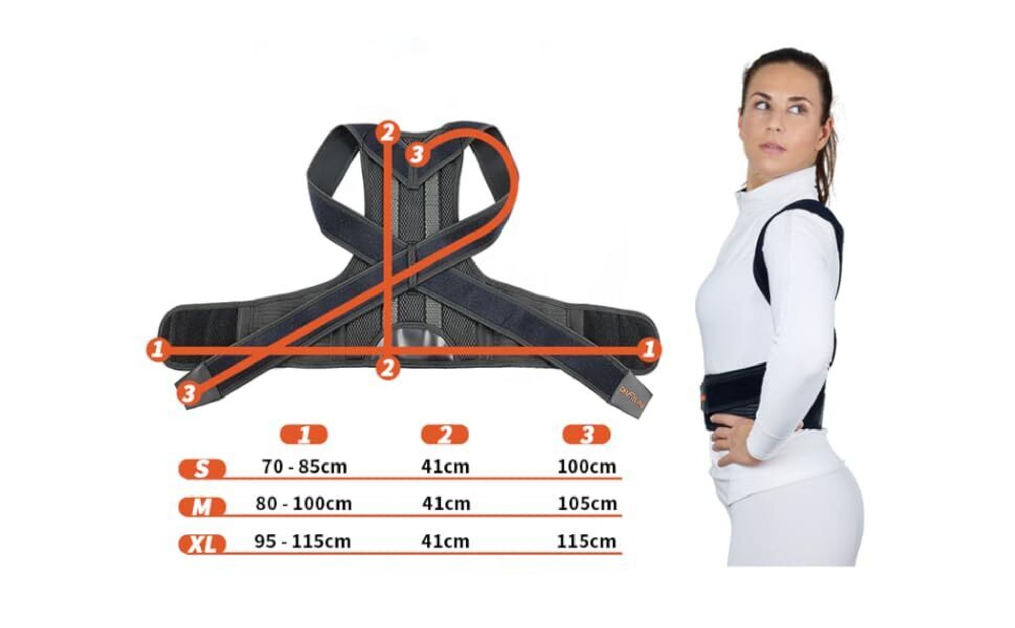DH FitLife Haltungskorrektur | Rücken Geradehalter mit Taille | Haltungstrainer | Rückentrainer | Rücken & Schultergurt | Rückenstütze | Posture Corrector | für Damen u. Herren | M Taille 80-100cm