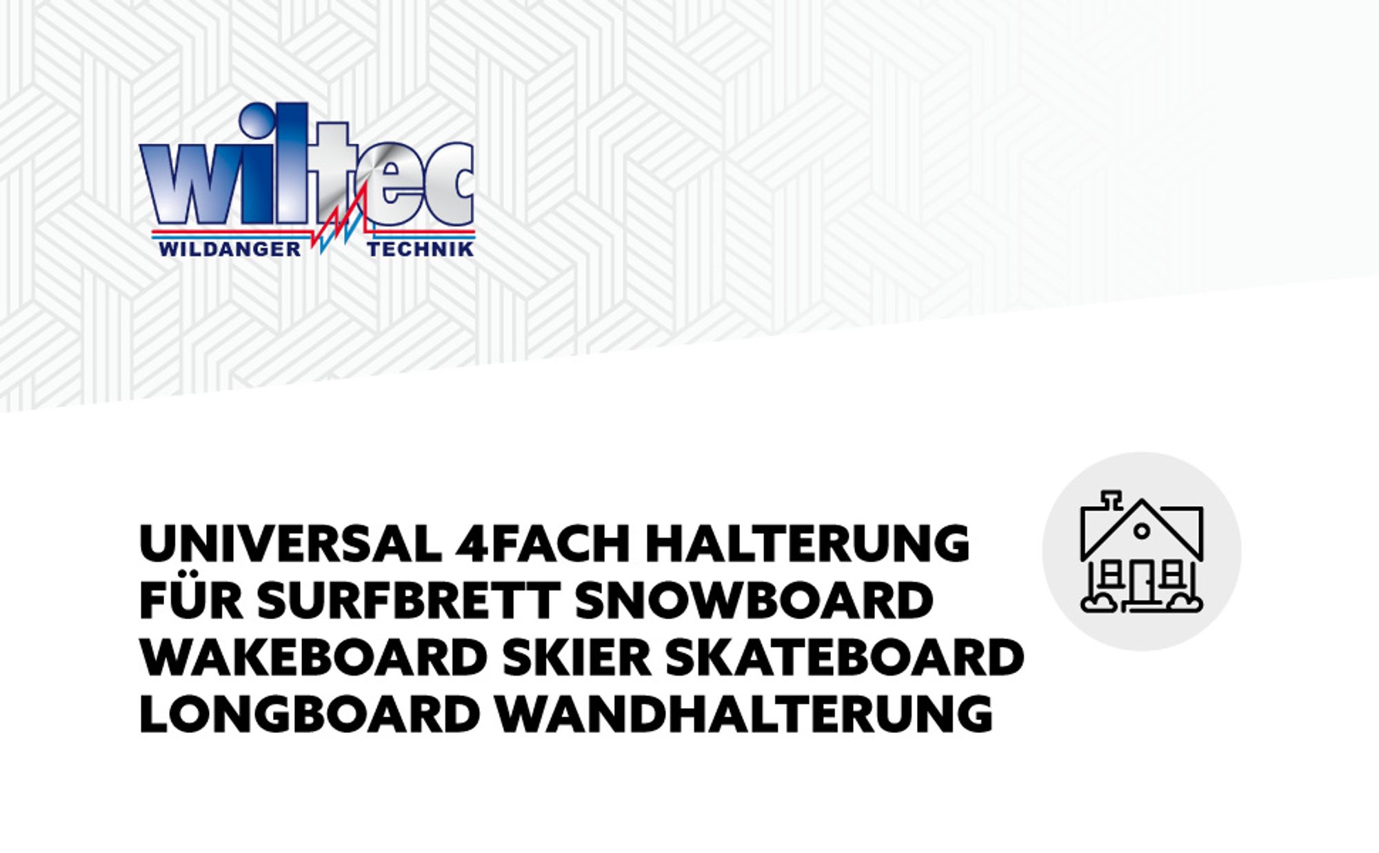 Wiltec 4-fach Universal Halterung mit 25 kg Traglast pro Ebene, Halterung für Surfbrett, Snowboard, Skier und mehr, gepolsterte Wandhalterung