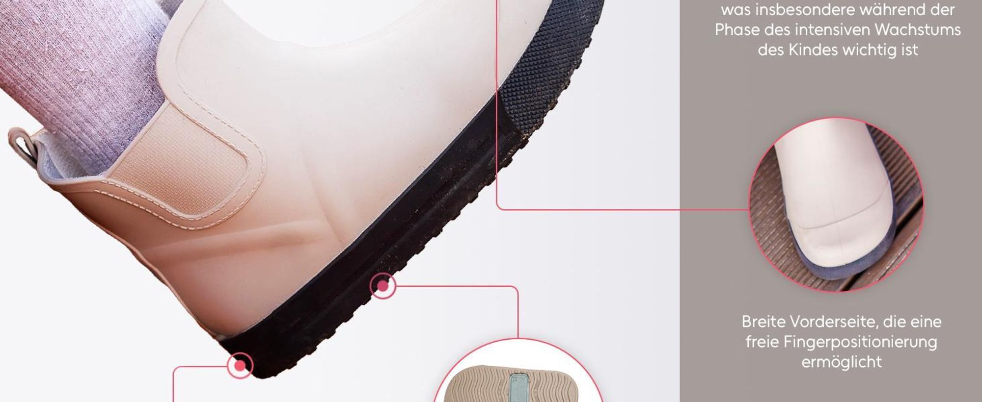 Gummistiefel, GoEasy Kindergummistiefel – Chelsea Boots, Barfußschuhe, kurze Kindergummistiefel, bequem und modisch, mit reflektierendem Streifen, antibakterieller Innensohle und rutschfester Sohle, Hellbeige, 22/23
