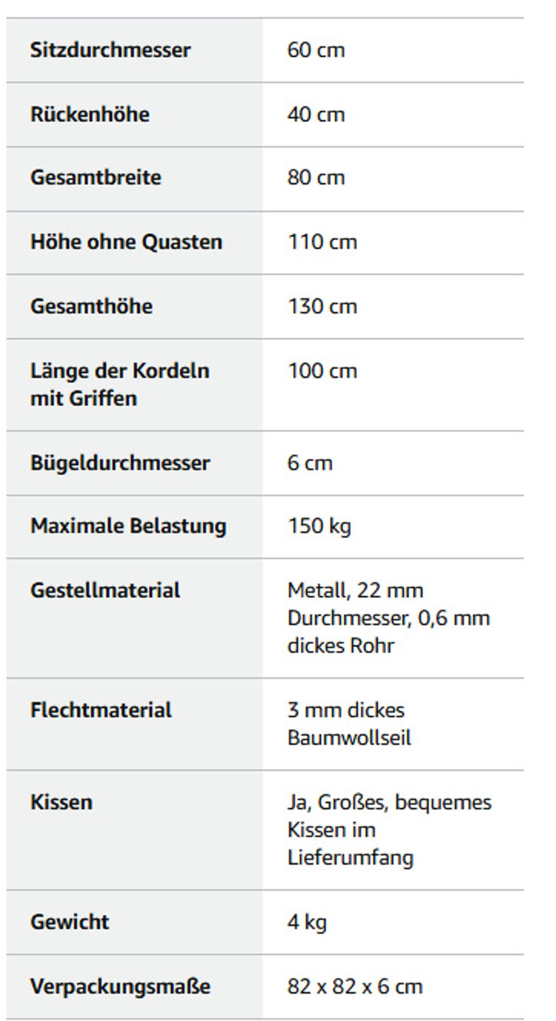 Hängesessel Hängeschaukel Hängesitz Storchennest mit Kissen Grau