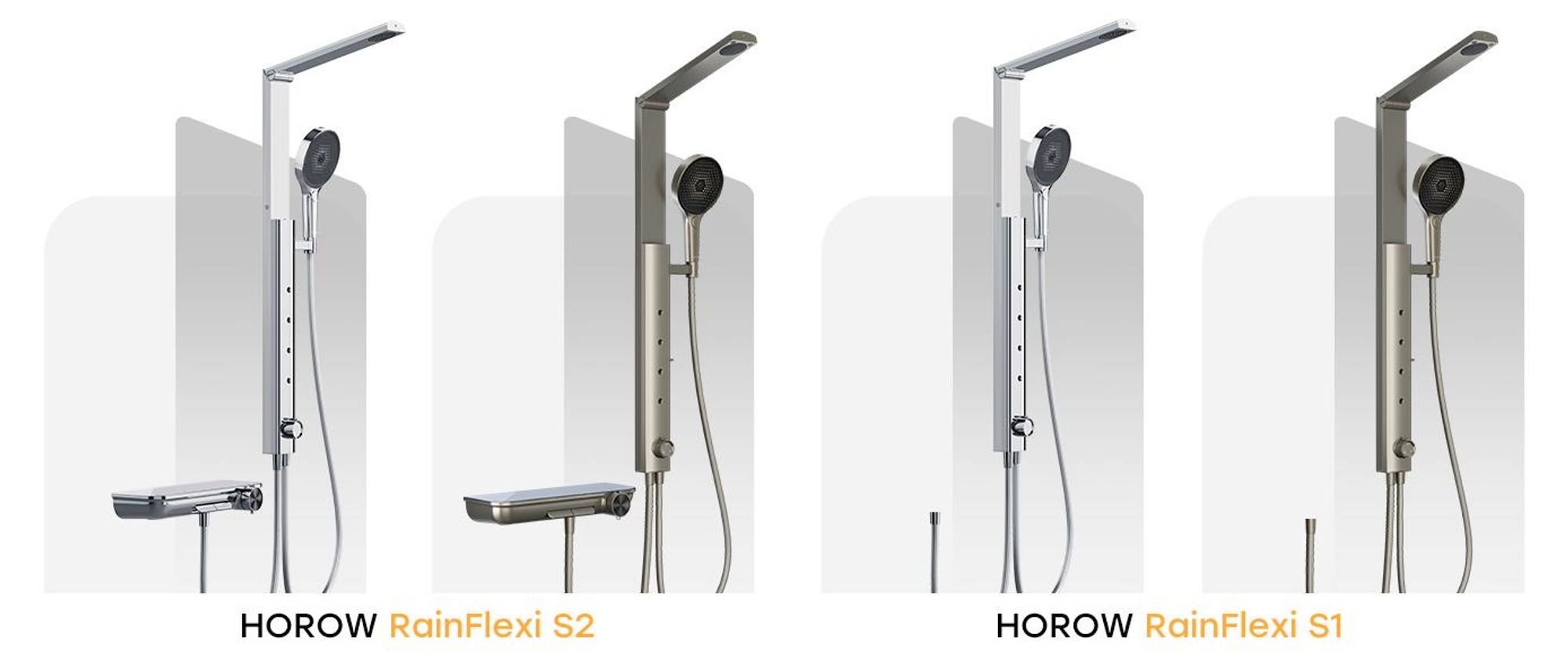HOROW RainFlexi S2 Duschpaneel mit Thermostat, Chrom Regendusche mit Klappbaren Kopfbrause, Höhenverstellbares Duschsystem