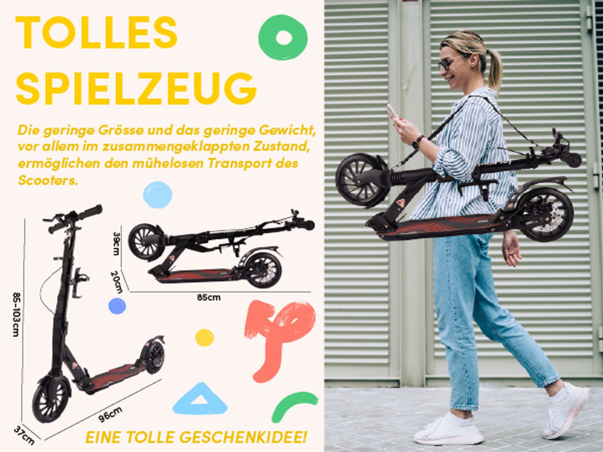 Kinderroller Scooter Cityroller mit Flaschenhalter