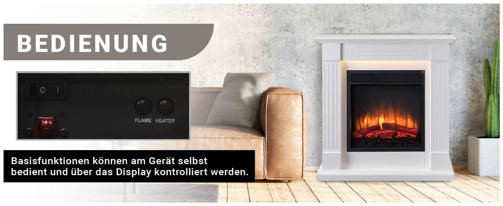 Elektrokamin BALDERIA Ladina - Standkamin - weiss