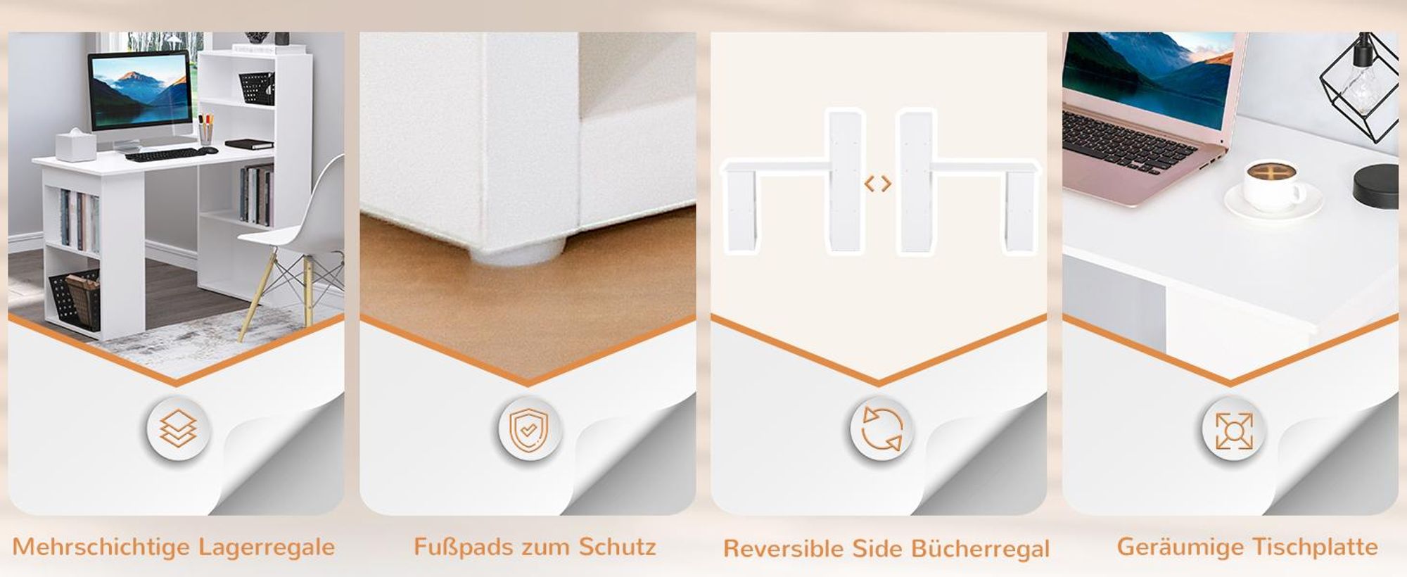 HOMCOM Schreibtisch Esstisch mit Regal Computertisch Arbeitstisch Laptoptisch